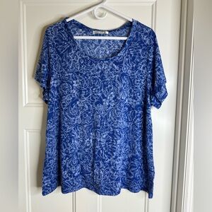 Women’s Kenneth Cole New York Blue Patterned Short Sleeve Top & Cardigan 2X